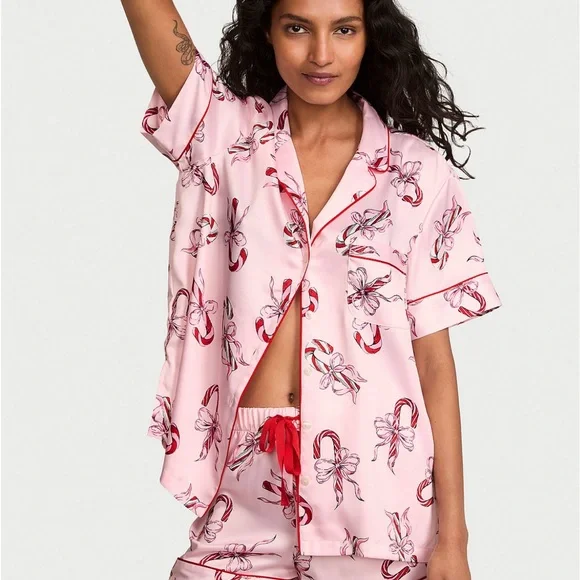 🎀🆕Victoria’s Secret Candy Cane 3-Piece Pajama Set + Tote & Blanket NWT Sz L - Picture 10 of 10